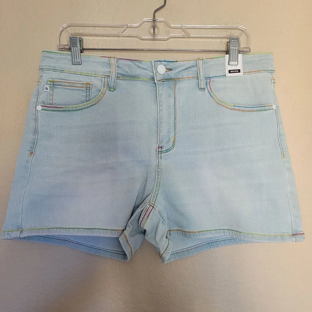 Judy Blue Denim Shorts Womens Xl Blue Mid Waist Cut Off 3